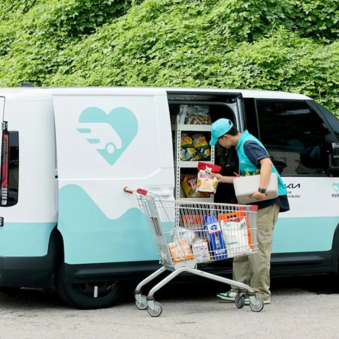 Kia's PV5 Electric Van Transforms into Mobile Grocery Store for Free Food Delivery